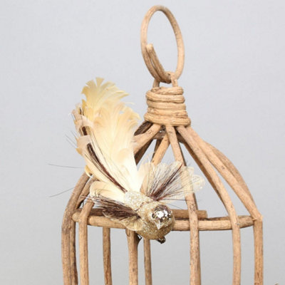 Pair Of Decorative Gold Fantasy Birds With Clip. Craft Accessory. from B&Q