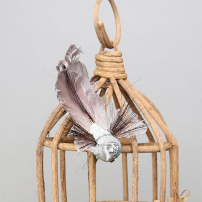 Pair Of Decorative Silver Fantasy Birds With Clip. Craft Accessory. from B&Q