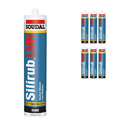 Soudal Silirub Lmn Silicone Sealant Low Modulus Neutral Cure All Purpose (310 Ml6 Pack)Anthracite Grey from B&Q