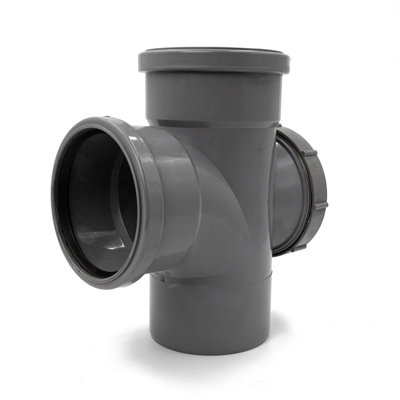 B&Q -  110mm Soil (S18)Access Junction (Double Socket)Grey
