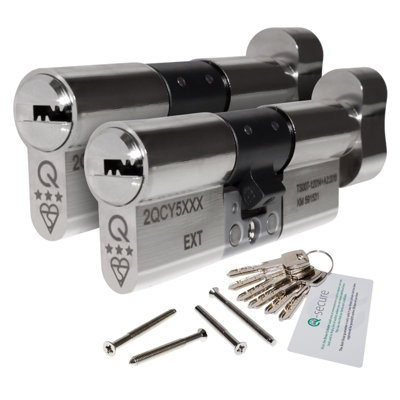 Greenteq Orion Thumbturn Keyed-Alike Euro Cylinder Pair 50/50 (100mm)Nickel from B&Q