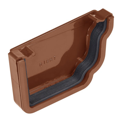 Kayflow Ogee Gutter Stopend (Right)Brown from B&Q