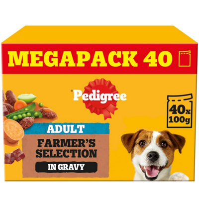 120 X 100G Pedigree Adult Wet Dog Food Pouches Mixed Farmers Selection In Gravy from B&Q