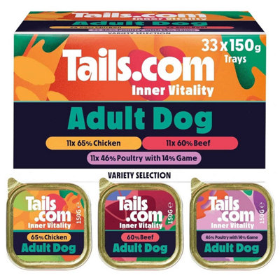 33 X 150G Tails.com Inner Vitality Adult Wet Dog Food Variety Bundle Multipack from B&Q