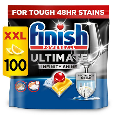 Finish Ultimate Infinity Shine Dishwasher Tablets Lemon 100 Tabs from B&Q