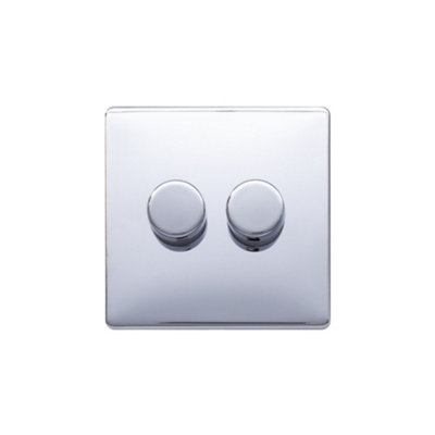 Lieber Polished Chrome 2 Gang 2 -Way Intelligent Dimmer 100W Led (250W Halogen/Incandescent)