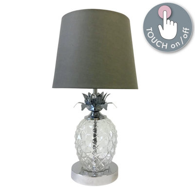First Choice Lighting Chrome Pineapple Touch Lamp With Grey Shade from B&Q