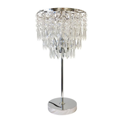 First Choice Lighting Chrome And Acrylic Crystal Jewelled Table Lamp from B&Q