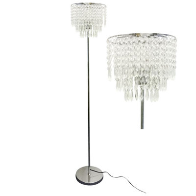 First Choice Lighting Chrome And Acrylic Crystal Jewelled Floor Lamp from B&Q