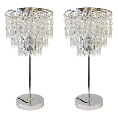 First Choice Lighting Set Of 2 Chrome And Acrylic Crystal Jewelled Table Lamps from B&Q