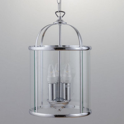 First Choice Lighting Polished Chrome 3 Light Lantern Style Pendant from B&Q