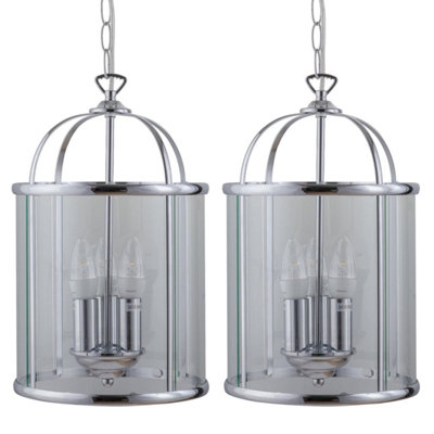 First Choice Lighting Set Of 2 Polished Chrome Lantern Pendants from B&Q