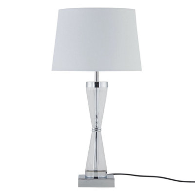 First Choice Lighting Chrome Plate Table Touch Light With White Cotton Fabric Shade from B&Q