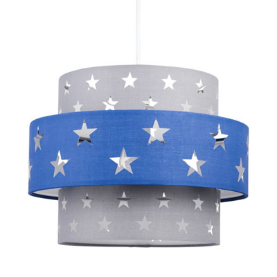 First Choice Lighting Navy Blue And Grey Star Two Tier Light Shade from B&Q