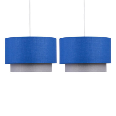 First Choice Lighting Pair Of Blue & Grey 2 Tier Light Shades from B&Q