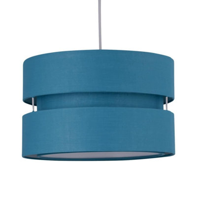 First Choice Lighting Teal Layered Easy Fit Drum Light Shade from B&Q