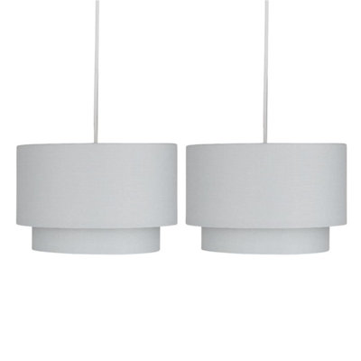 First Choice Lighting Pair Of Light Grey 2 Tier Ceiling Light Shades from B&Q