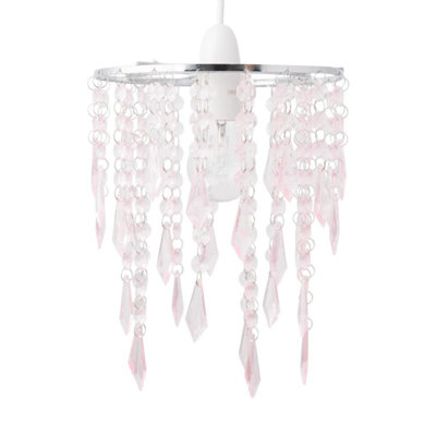 B&Q -  Chrome & Pink Jewels Light Shade