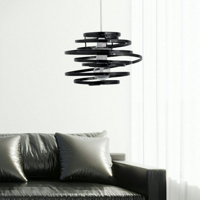 First Choice Lighting Black Metal Swirl Easy Fit Light Shade from B&Q