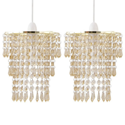 First Choice Lighting Set Of 2 Amber Jewel Tiered Light Shades from B&Q