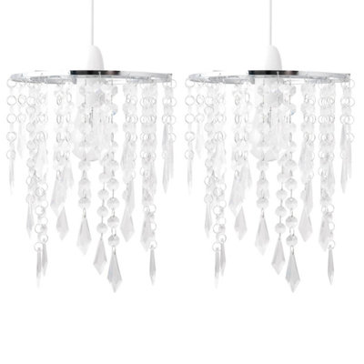 B&Q -  Set Of 2 Chrome & Clear Jewels Light Shades