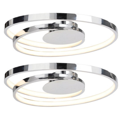 First Choice Lighting Set Of 2 Polished Chrome Led Swirl Flush Fittings from B&Q