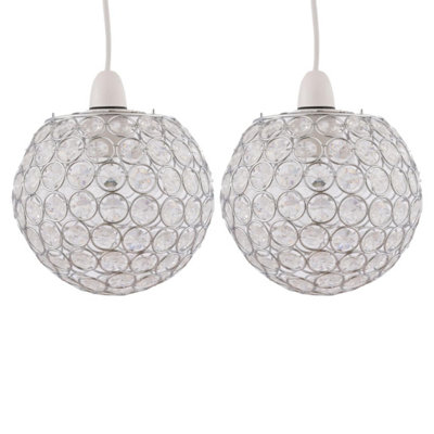 B&Q -  Set Of 2 Clear Jewelled Globe Light Shades