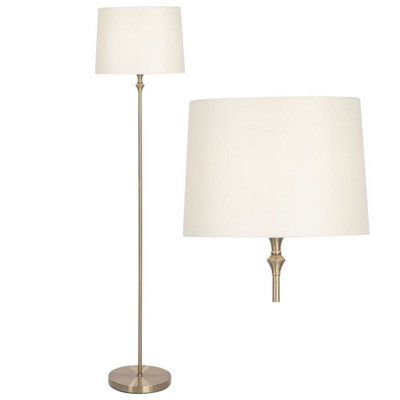 B&Q -  Antique Brass Floor Lamp With Cream Shade