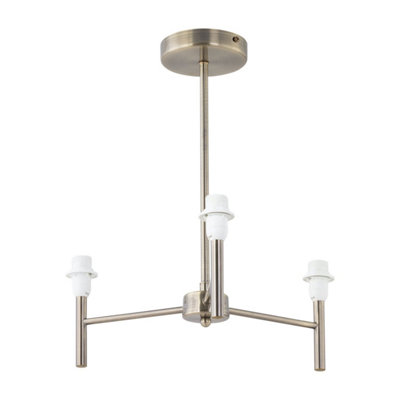 First Choice Lighting BreaAntique Brass 3 Arm Semi Flush Fitting Only from B&Q
