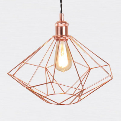 First Choice Lighting Copper Geometric Pendant Light Fitting from B&Q