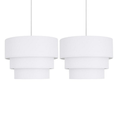 First Choice Lighting Pair Of White 3 Tier Ceiling Light Shades from B&Q