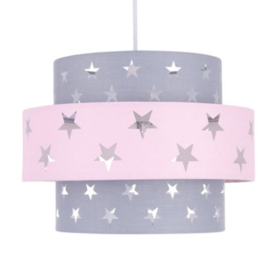 First Choice Lighting Pink And Grey Star Two Tier Light Shade from B&Q