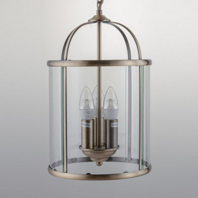 First Choice Lighting Antique Brass 3 Light Lantern Style Pendant from B&Q