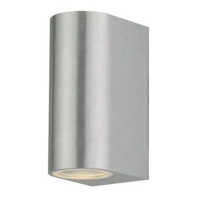 First Choice Lighting Drayton Brushed Aluminium Outdoor Twin Wall Light from B&Q