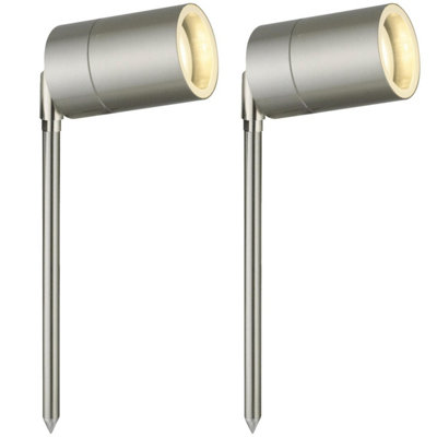 First Choice Lighting Set Of 2 Blaze Stainless Steel Outdoor Spike Lights from B&Q