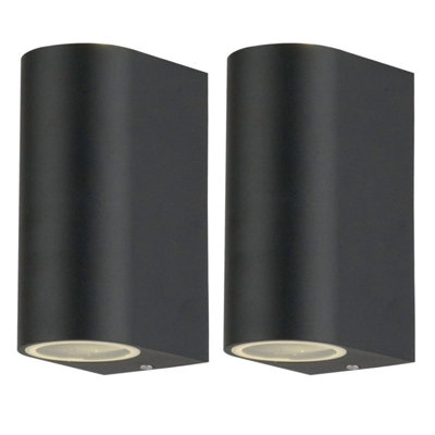First Choice Lighting Set Of 2 Drayton Black Outdoor Twin Wall Lights from B&Q