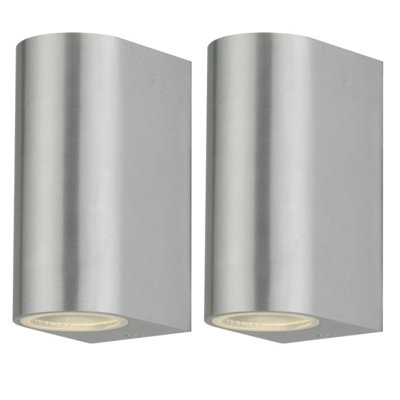 First Choice Lighting Set Of 2 Drayton Brushed Aluminium Outdoor Twin Wall Lights from B&Q