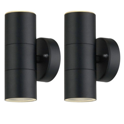 First Choice Lighting Set Of 2 Blaze Black Outdoor Up Down Wall Lights from B&Q