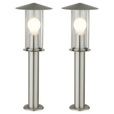 First Choice Lighting Set Of 2 Treviso Brushed Stainless Steel Outdoor Post Lights from B&Q