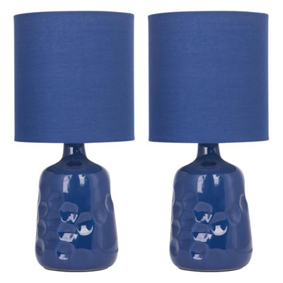 First Choice Lighting Set Of 2 Dimple 29Cm Navy Lamps from B&Q