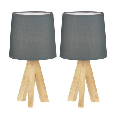 First Choice Lighting Set Of 2 Hubert Natural Wooden Tripod Lamps from B&Q
