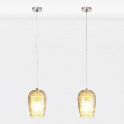 First Choice Lighting Set Of 2 Dimpled Glass And Jewelled Pendant Lights from B&Q