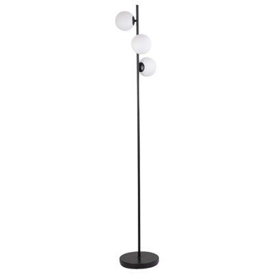 First Choice Lighting Black Floor Lamp With Opal Globe Shades from B&Q
