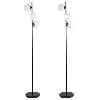 First Choice Lighting Pair Of Black Floor Lamp With Opal Globe Shades from B&Q