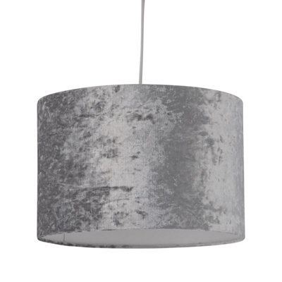 First Choice Lighting Grey Crushed Velvet 25Cm Pendant Lightshade from B&Q