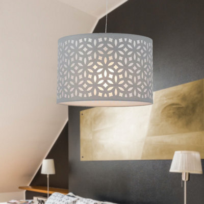First Choice Lighting Grey Laser Cut 30Cm Pendant Lightshade from B&Q