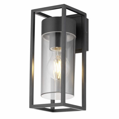 First Choice Lighting Hale Black With Clear Pc Ip44 Outdoor Wall Light from B&Q