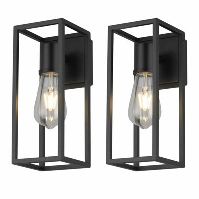 First Choice Lighting Set Of 2 Hale Black Ip44 Outdoor Wall Lights from B&Q