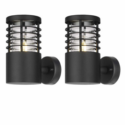 First Choice Lighting Set Of 2 Bloom Black Ip44 Outdoor Wall Lights from B&Q