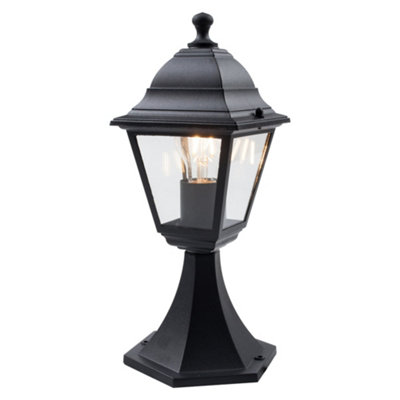 First Choice Lighting CambridgeBlack & Glass Four Sided Lantern Ip44 Outdoor Post Light from B&Q
